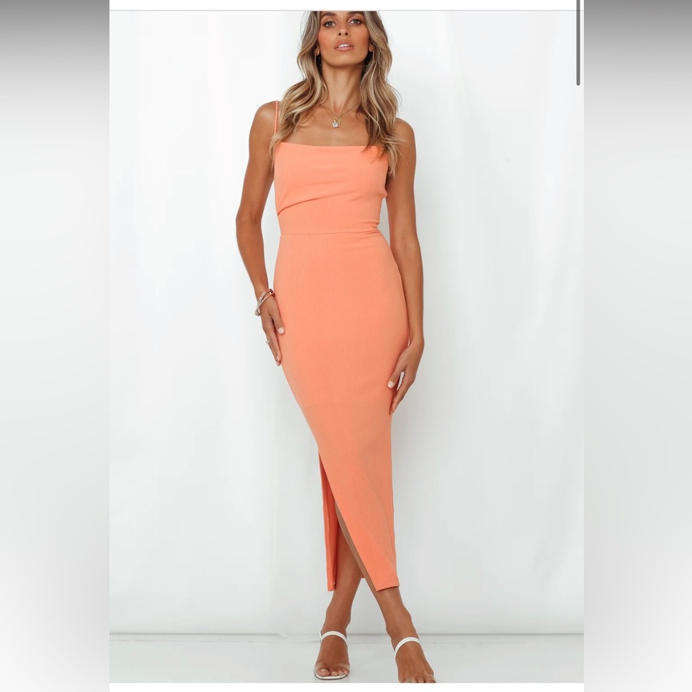 Hello Molly Rooftop Martinis for two peach ribbed dress, size L, new - Picture 3 of 8